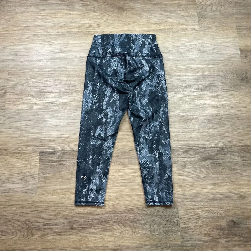 ALO Leggings Womens Extra Small Gray Yoga Animal Print Active Lightweight Active